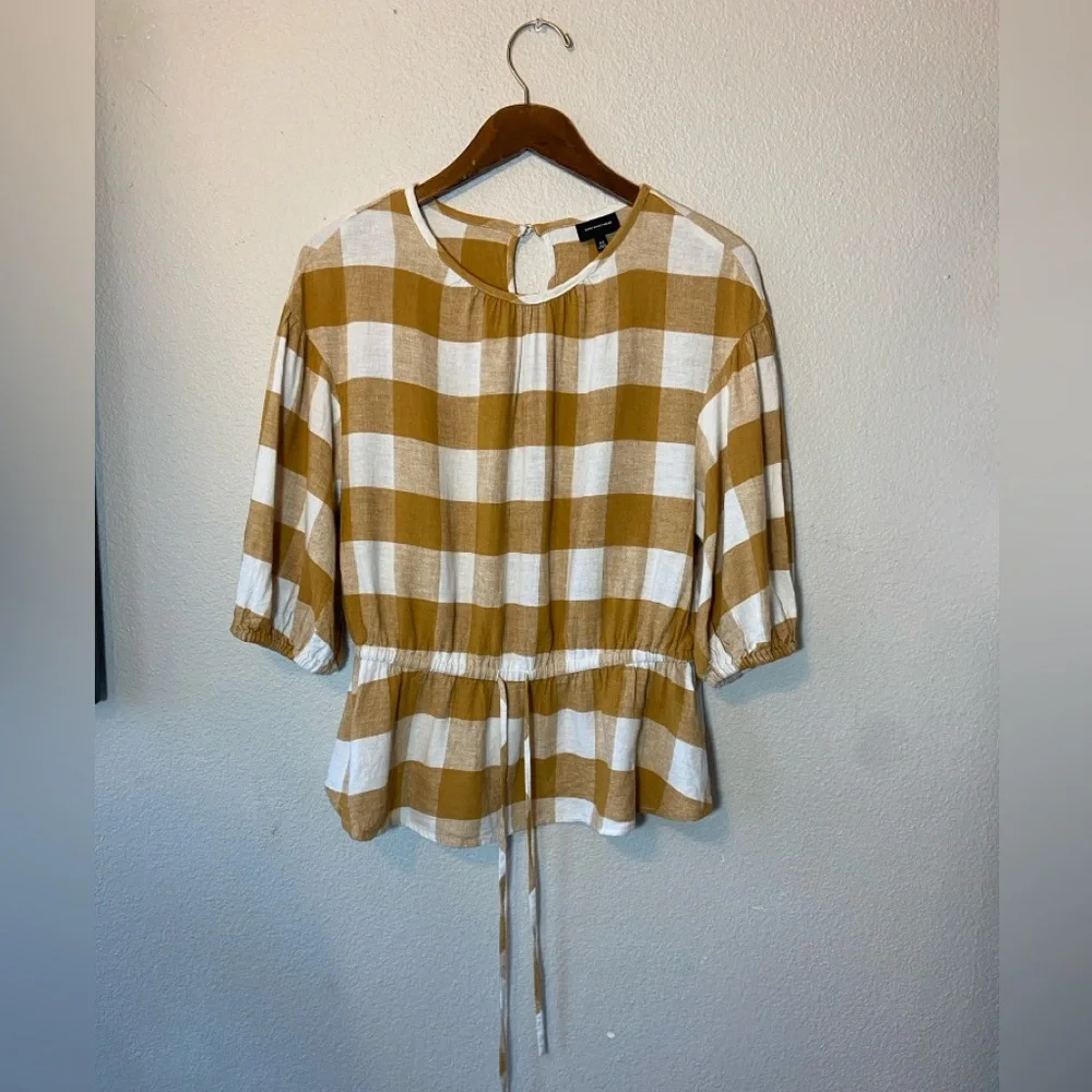 Who What Wear Gingham Peplum Top Size Medium